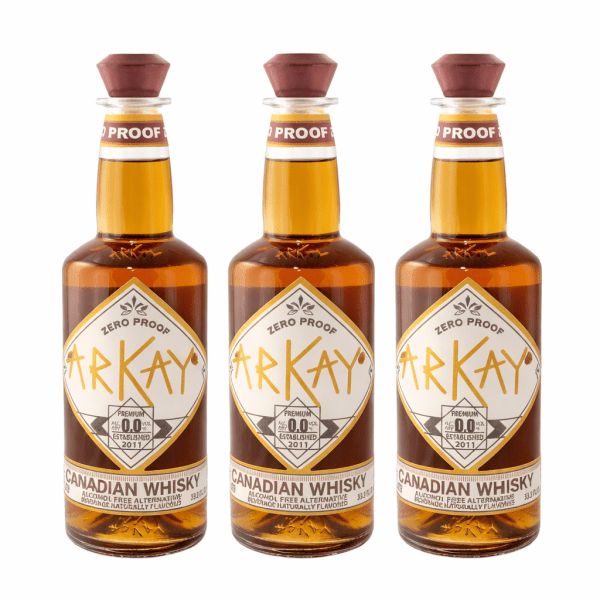 Deal 12 Bottles Arkay Zero Proof Canadian Whisky 33.3 FL OZ / 1 Liter