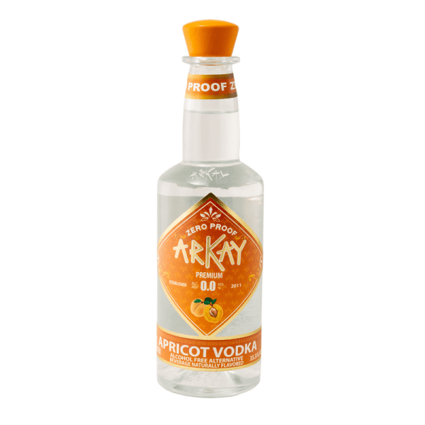Deal 144 Bottles ArKay Apricot Vodka Zero Proof Spirits 33.3 FL OZ / 1 Liter