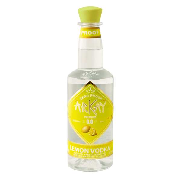 Deal 144 Bottles Arkay Lemon Vodka Zero Proof Spirits 33.3 FL OZ / 1 Liter
