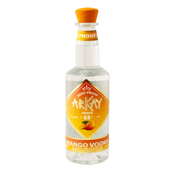 MangoVodkafotoNew_800x800.png Deal 144 Bottles Arkay Mango Vodka Zero Proof Spirits 33.3 FL OZ / 1 Liter